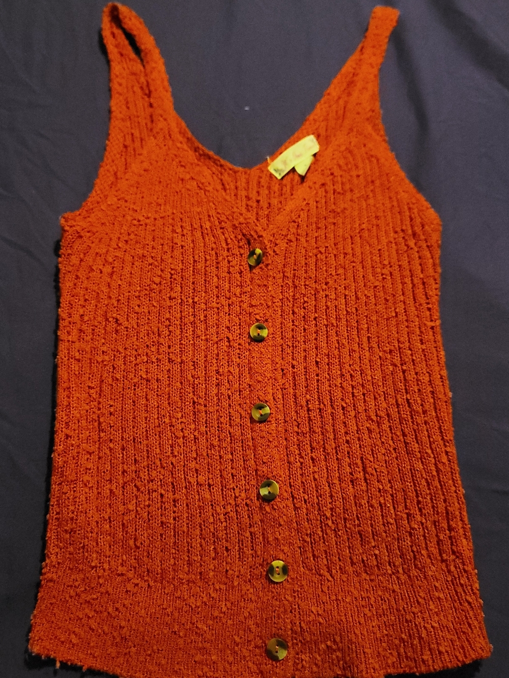 It's Our Time S Vibrant Orange Knit Button-Front Camisole